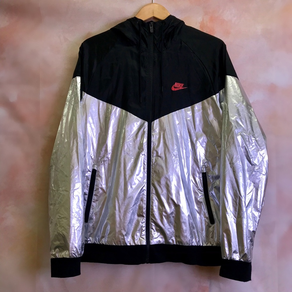 2017 Retro Nike Silver Foil Windbreaker Jacket